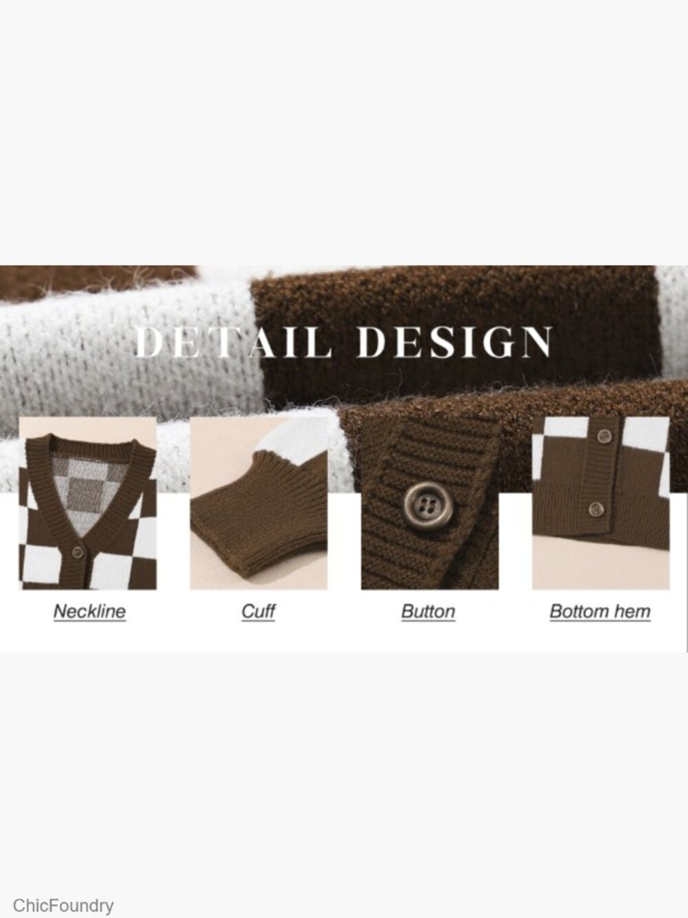 Cropped Cable Knit Cardigan V-Neck Button Down Long Sleeve - Picture 7 of 7